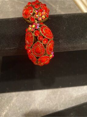 Vintage Red Crystal Cluster Bracelet - Vintage